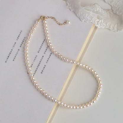 Pure natural freshwater pearl necklace, high-quality strong light pearl collarbone chain, elegant and high-end neck chain