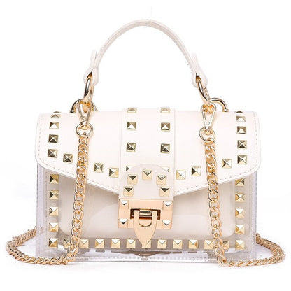Bolso de mano elegante con remaches y nuevas cadenas para mujer