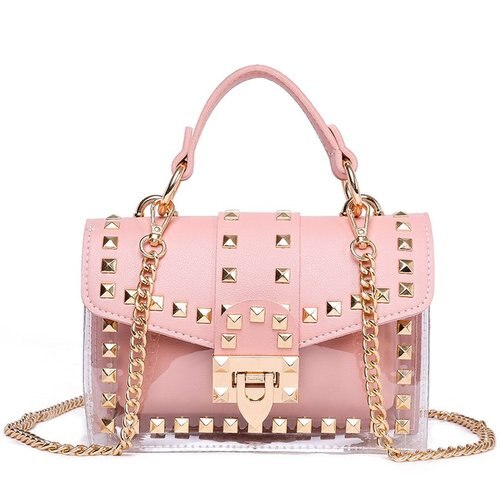 Bolso de mano elegante con remaches y nuevas cadenas para mujer