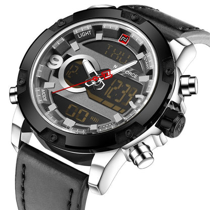 NAVIFORCE - Reloj deportivo analógico digital de cuero para hombre, marca de lujo, estilo militar, de cuarzo