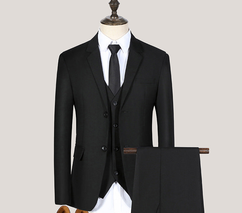 Conjunto de traje juvenil de corte entallado de primavera y otoño para hombre, conjunto de tres piezas para boda, traje de padrino de boda