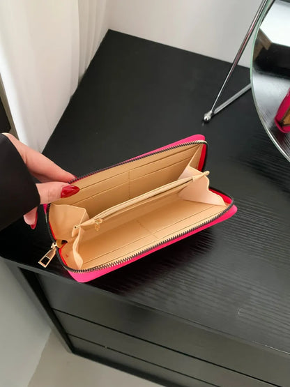 Billetera Mujer PU Leather Solid Color