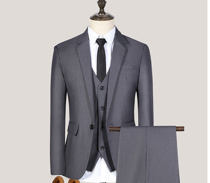 Conjunto de traje juvenil de corte entallado de primavera y otoño para hombre, conjunto de tres piezas para boda, traje de padrino de boda
