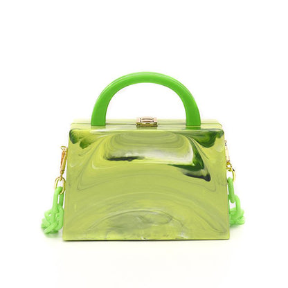Bolso de mano de noche para mujer, con hebilla de cadena acrílica