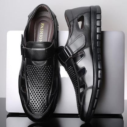 Men's leather sandals summer breathable leather shoes
