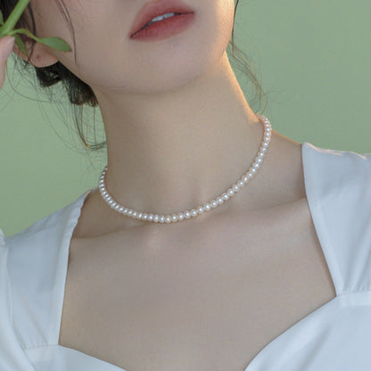 Pure natural freshwater pearl necklace, high-quality strong light pearl collarbone chain, elegant and high-end neck chain