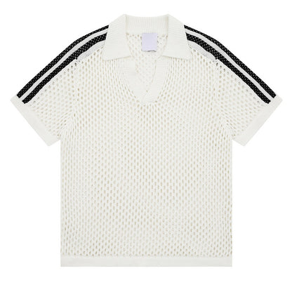 Camiseta de manga corta para hombre, holgada, informal, con cuello polo y media manga