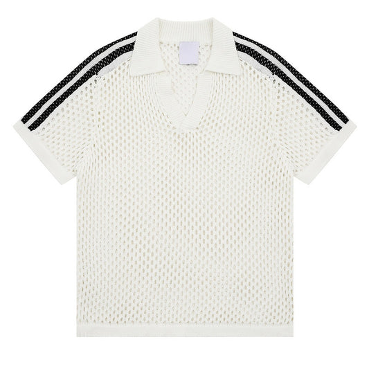 Camiseta de manga corta para hombre, holgada, informal, con cuello polo y media manga