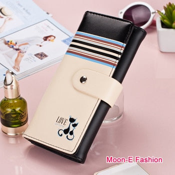 Carteras para mujer de piel sintética suave con diseño de gatos