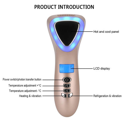 Máquina de crioterapia ultrasónica con LED, martillo de calor y frío, lifting facial, masajeador vibratorio, para rostro, cuerpo