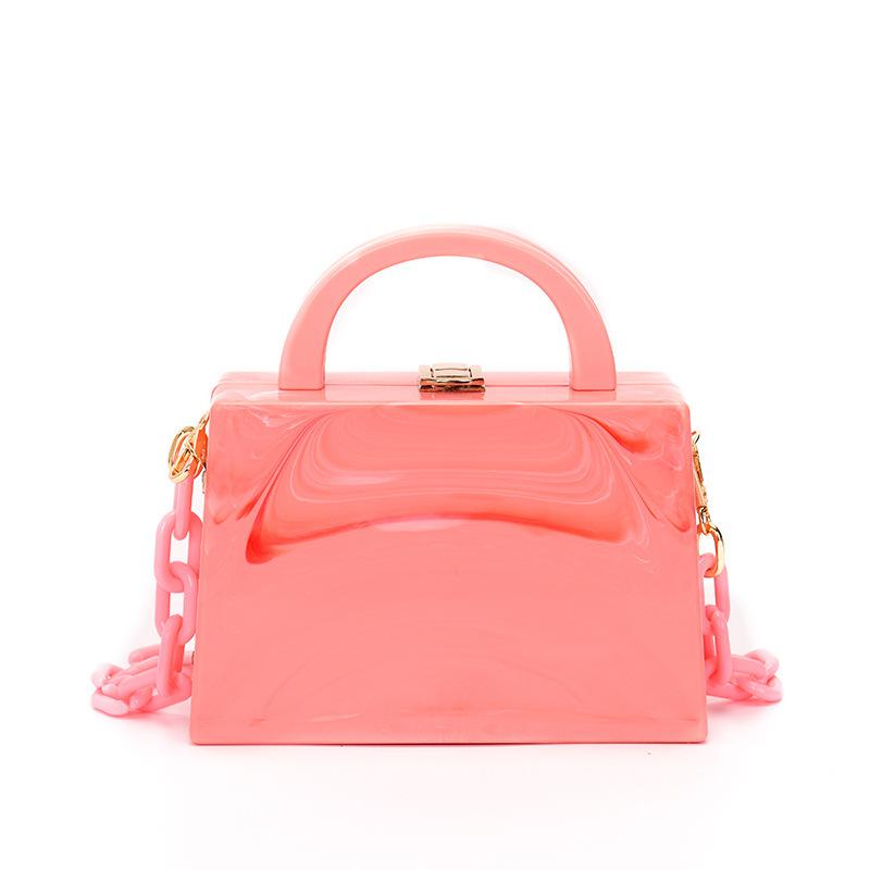 Bolso de mano de noche para mujer, con hebilla de cadena acrílica