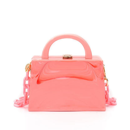 Bolso de mano de noche para mujer, con hebilla de cadena acrílica