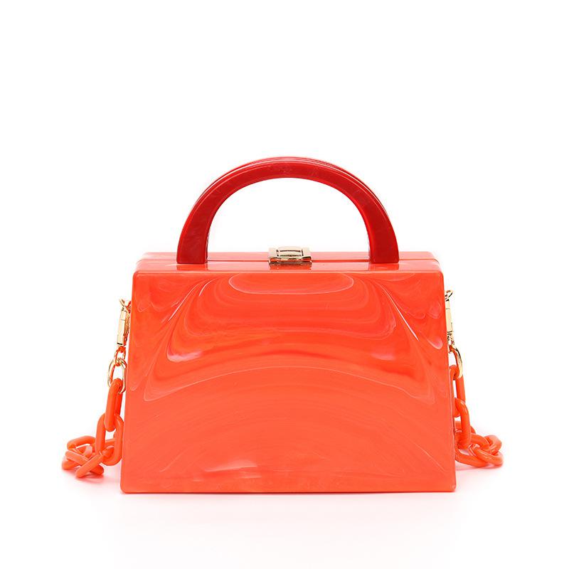 Bolso de mano de noche para mujer, con hebilla de cadena acrílica