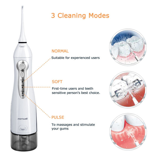 Irrigador bucal recargable por USB, portátil, con chorro de agua y depósito de agua de 300 ml, resistente al agua.