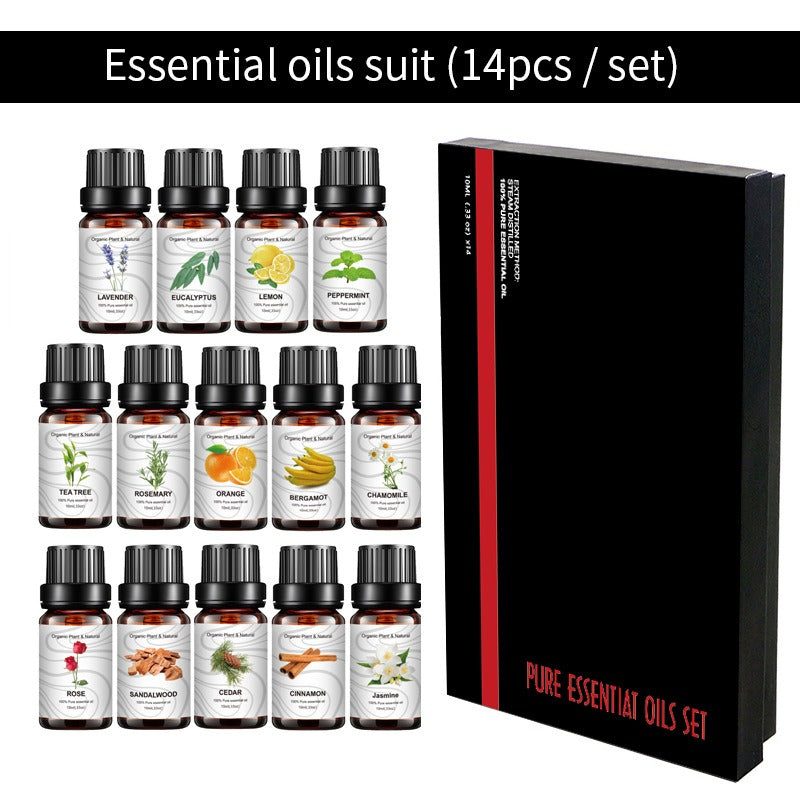Caja de 14 aceites esenciales transfronterizos unilaterales unisex, paquete de 14, set corporal de 10 ml