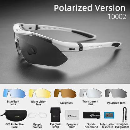 Gafas de sol deportivas polarizadas ROCKBROS para hombre, ciclismo de carretera, gafas de protección para ciclismo de montaña, 5 lentes