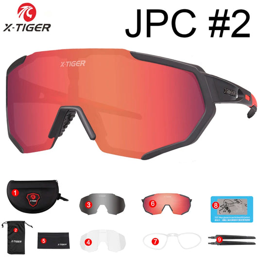 Gafas de ciclismo polarizadas X-TIGER de 5 lentes