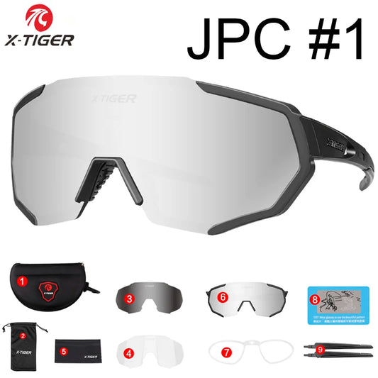 Gafas de ciclismo polarizadas X-TIGER de 5 lentes