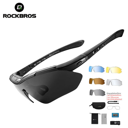 Gafas de sol deportivas polarizadas ROCKBROS para hombre, ciclismo de carretera, gafas de protección para ciclismo de montaña, 5 lentes