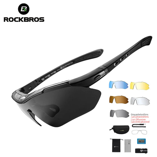 Gafas de sol deportivas polarizadas ROCKBROS para hombre, ciclismo de carretera, gafas de protección para ciclismo de montaña, 5 lentes