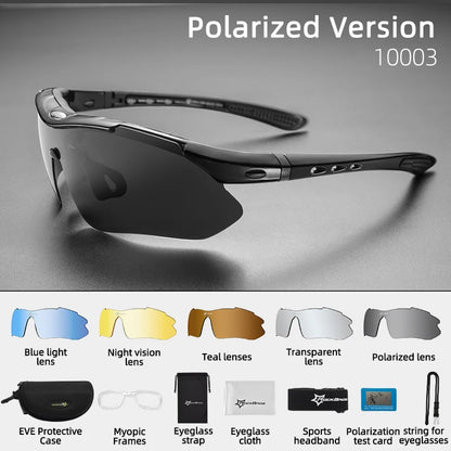 Gafas de sol deportivas polarizadas ROCKBROS para hombre, ciclismo de carretera, gafas de protección para ciclismo de montaña, 5 lentes