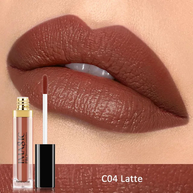 Brillo de labios mate líquido IMAGIC, resistente al agua, lápiz labial mate, kit de labios, cosméticos, maquillaje, nude, 12 colores
