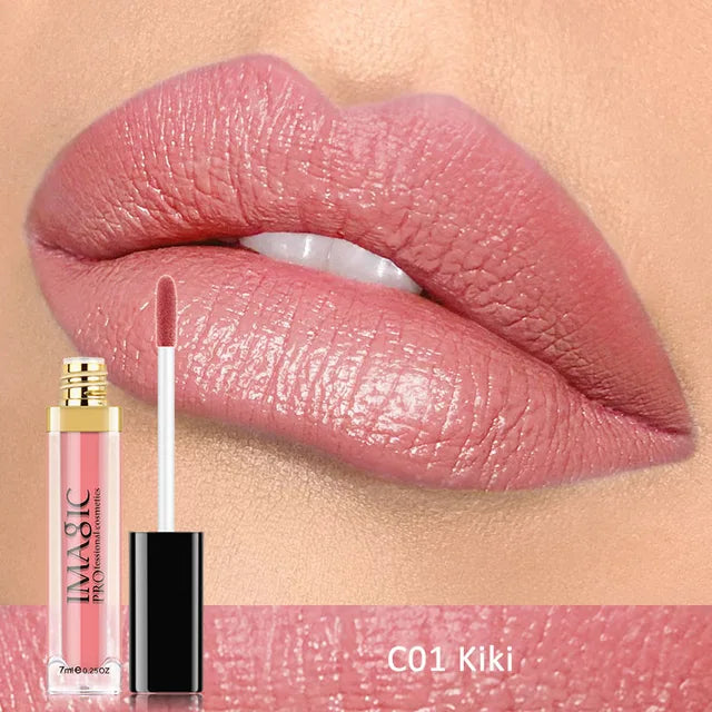 Brillo de labios mate líquido IMAGIC, resistente al agua, lápiz labial mate, kit de labios, cosméticos, maquillaje, nude, 12 colores