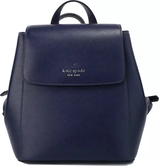 Madison Navy Saffiano Leather Medium Flap Shoulder Backpack Bag