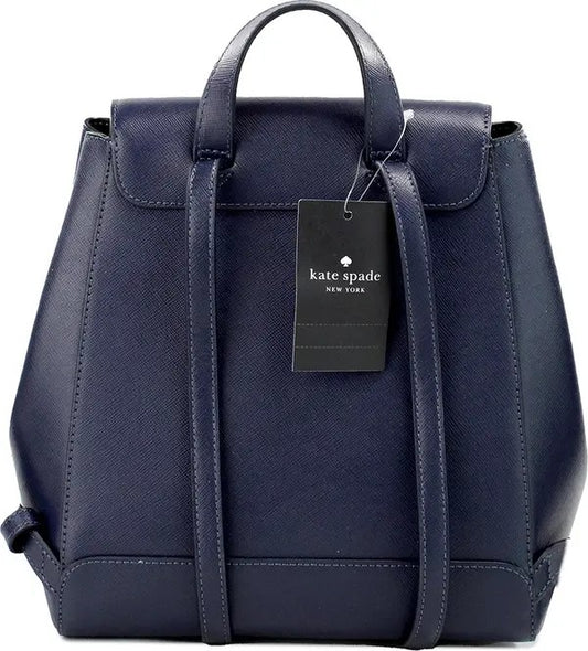 Madison Navy Saffiano Leather Medium Flap Shoulder Backpack Bag