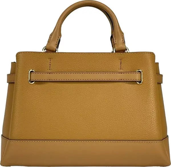 Michael Kors Reed Small Leather Belted Satchel Crossbody Bag Brown