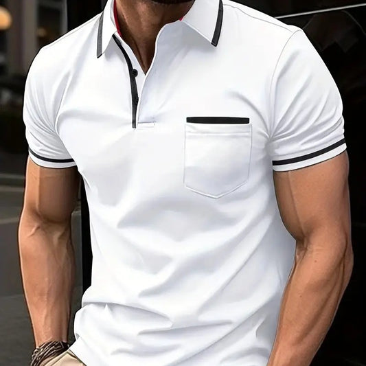 Polo deportivo para hombre con bolsillo y botones de Amazon, transfronterizo europeo y americano