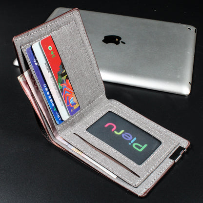 Cartera corta de lona para hombre