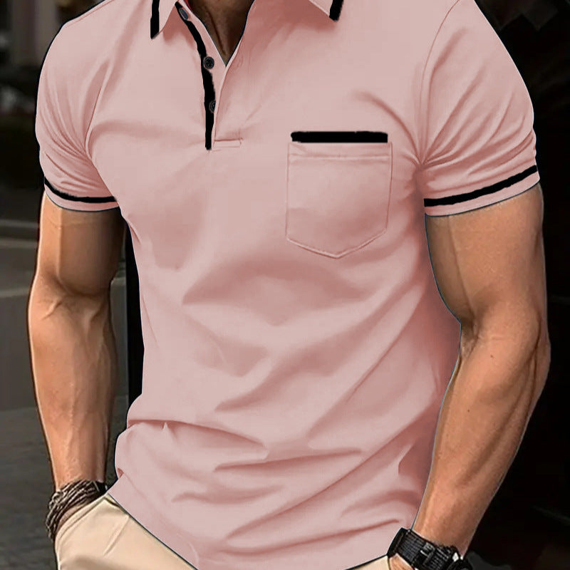 Polo deportivo para hombre con bolsillo y botones de Amazon, transfronterizo europeo y americano