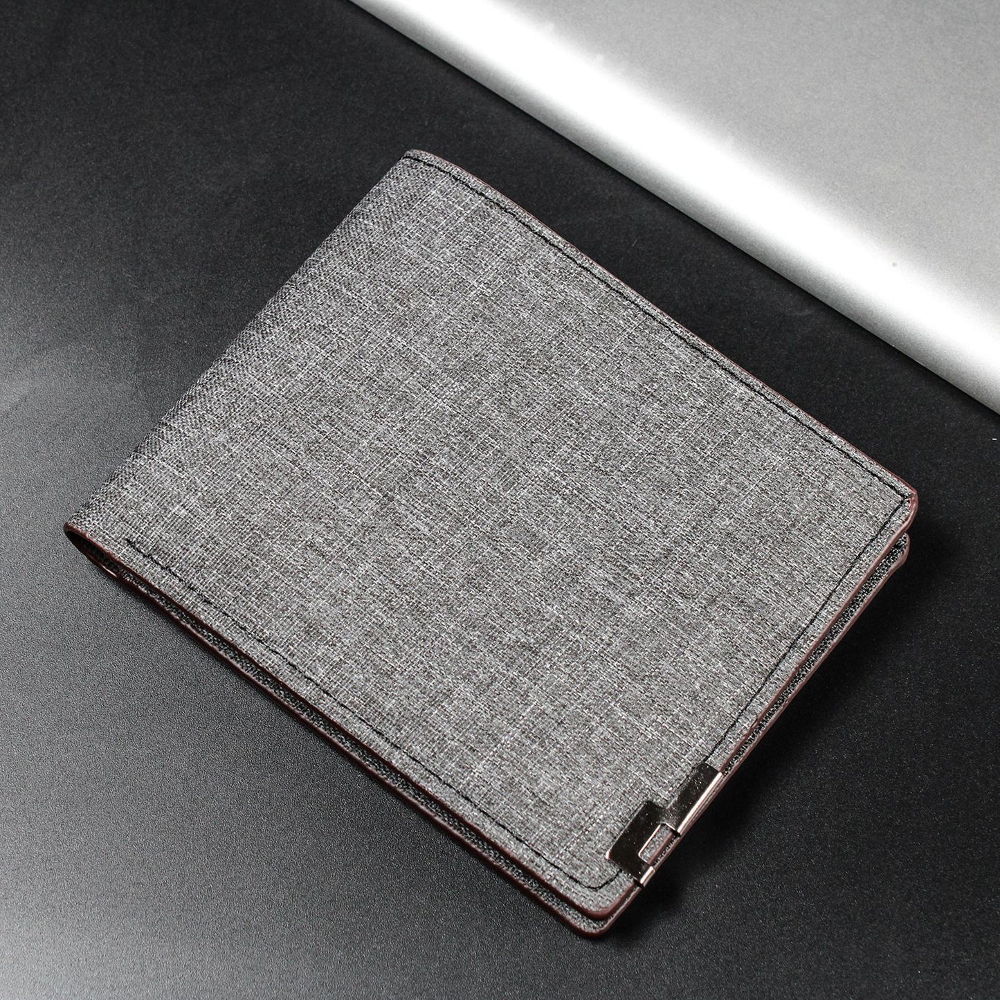 Cartera corta de lona para hombre