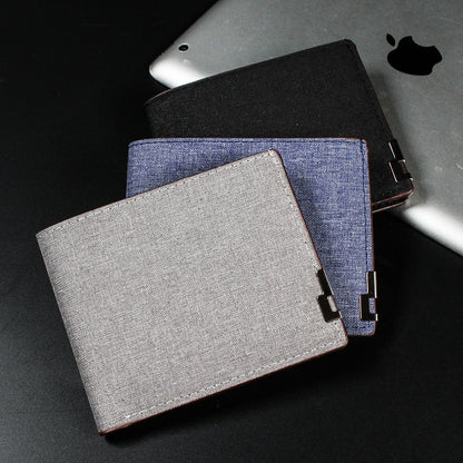 Cartera corta de lona para hombre