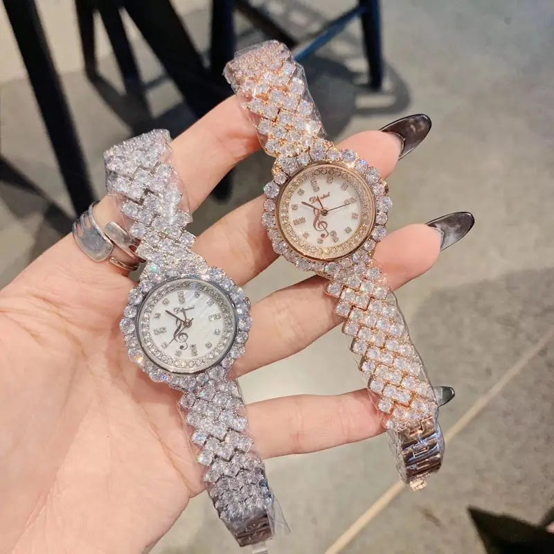Reloj de pulsera de cristal austriaco con elementos de circonita AAA y hojas para bodas, fiestas