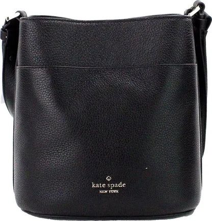 Leila Small Black Pebbled Leather Bucket Shoulder Crossbody Bag